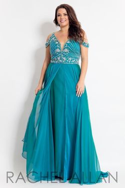 Style 6313 Rachel Allan Green Size 28 Prom Cut Out Plus Size A-line Dress on Queenly