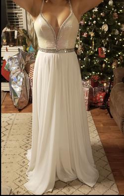 Johnathan Kayne White Size 8 Prom Straight Dress on Queenly