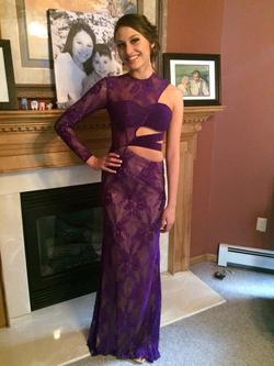 Sherri Hill Purple Size 00 Sheer One Shoulder Prom Straight Dress on Queenly