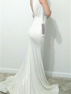 Jovani White Size 0 Bridesmaid Prom Train Dress on Queenly