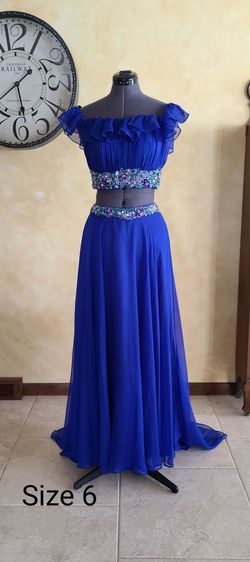 Rachel Allan Blue Size 6.0 50 Off Floor Length A-line Dress on Queenly