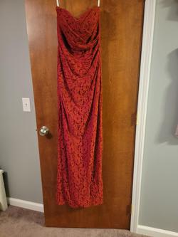 David's Bridal Red Size 8 Tall Height Strapless Prom Straight Dress on Queenly