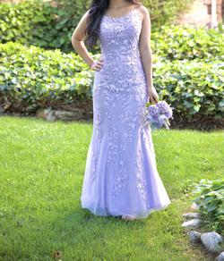 Sherri Hill Purple Size 2 Lavender Short Height Backless Mermaid Dress on Queenly