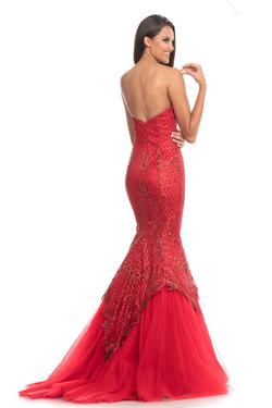 Style 9001 Johnathan Kayne Red Size 12 Tall Height Strapless Prom Mermaid Dress on Queenly