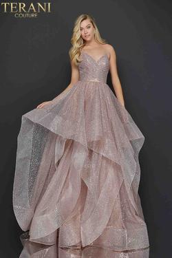 Style 2011P1214 Terani Couture Pink Size 8 Pageant Tall Height Prom Ball gown on Queenly