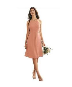 AlicePu Orange Size 16 Wedding Guest Bridesmaid A-line Dress on Queenly
