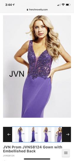 Style JVN58124 Jovani Purple Size 16 Pageant Beaded Top Prom Straight Dress on Queenly