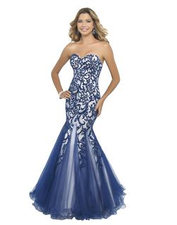 Style 10013 Blush Prom Blue Size 8 Mermaid Dress on Queenly