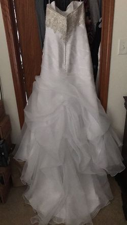 Casablanca White Size 16 Floor Length Pageant Free Shipping Tulle Train Dress on Queenly