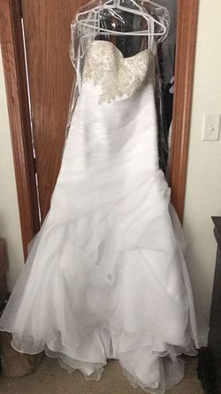 Casablanca White Size 16 Pageant Floor Length Wedding Train Dress on Queenly