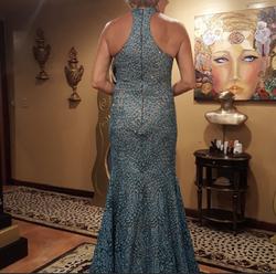 Jovani Light Blue Size 8 High Neck Medium Height Prom Mermaid Dress on Queenly