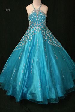 Style LR807 Little Rosie Blue Size 00 Pageant Tall Height Lr807 Jewelled Ball gown on Queenly