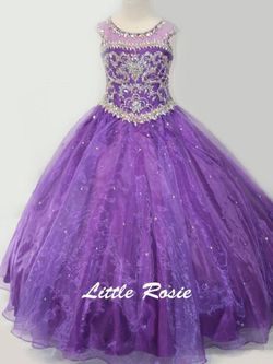 Style LR2101 Little Rosie Purple Size 6 Floor Length Tall Height Ball gown on Queenly
