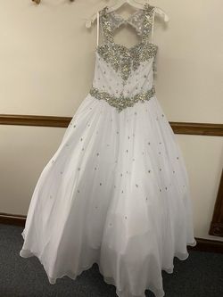 Style LR2130 Little Rosie White Size 00 Pageant Cupcake Beaded Top Floor Length Ball gown on Queenly