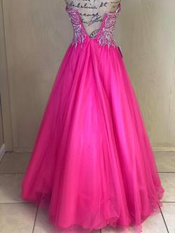 Terani Couture Hot Pink Size 0 Pageant Beaded Top Strapless Ball gown on Queenly