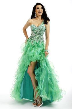 Style 6007 Partytime Green Size 16 Tall Height Pageant High Low Floor Length A-line Dress on Queenly