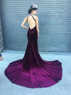 Mac Duggal Purple Size 2 50 Off Velvet Halter Train Dress on Queenly