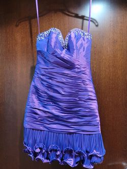 Style 6249 Madison James Purple Size 0 Mini Corset Euphoria Strapless Nightclub Cocktail Dress on Queenly