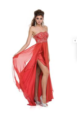 Nox Anabel Orange Size 8 Tulle Strapless Floor Length Side slit Dress on Queenly