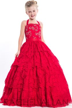 Style 1663 Rachel Allan Red Size 00 Pageant Girls Size Ball gown on Queenly