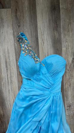 Tony Bowls Blue Size 4 One Shoulder Prom A-line Dress on Queenly