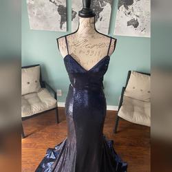 Jovani Blue Size 6 Pageant Prom Train Dress on Queenly