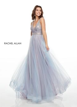 Style 7015 Rachel Allan Purple Size 4 Floor Length Light Blue Pageant Ball gown on Queenly