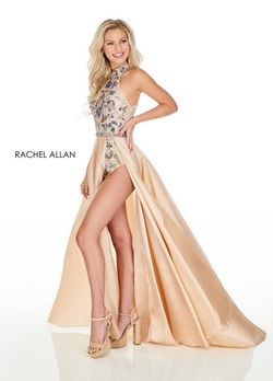 Style 7135 Rachel Allan Gold Size 2 Embroidery Tall Height Overskirt Cut Out Jumpsuit Dress on Queenly