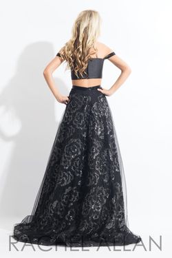 Style 6093 Rachel Allan Black Size 4 Tall Height Silk A-line Dress on Queenly