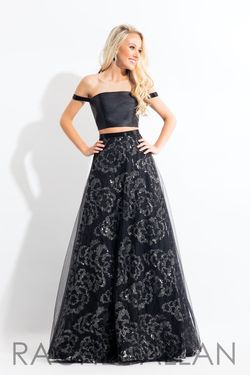 Style 6093 Rachel Allan Black Size 6 Jewelled Floor Length A-line Dress on Queenly