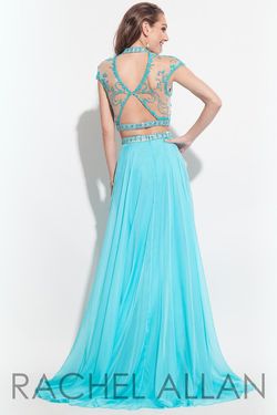 Style 2060 Rachel Allan Blue Size 2 Turquoise Winter Formal Prom Floor Length Straight Dress on Queenly