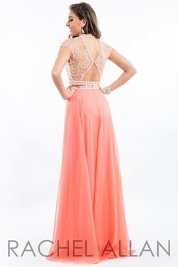 Style 2060 Rachel Allan Orange Size 0 Coral Cap Sleeve Beaded Top Straight Dress on Queenly