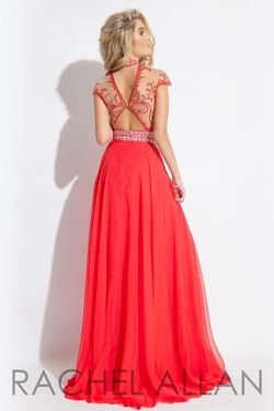 Style 2060 Rachel Allan Red Size 4 Beaded Top Embroidery Military Straight Dress on Queenly