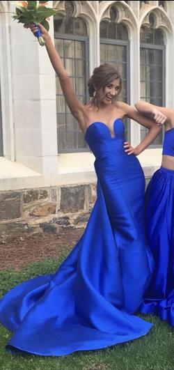 Rachel Allan Royal Blue Size 0 Overskirt Mermaid Dress on Queenly