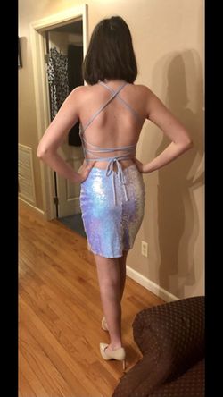Alyce Paris Silver Size 2 Shiny Multicolor Tall Height Bodycon Cocktail Dress on Queenly