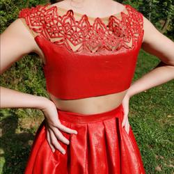 Style 9756 Sherri Hill Red Size 4 Holiday Sheer Cocktail Dress on Queenly