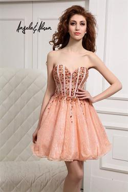 Style 31011 Angela & Alison  Orange Size 8 Pattern Sweet 16 Tall Height Strapless A-line Dress on Queenly