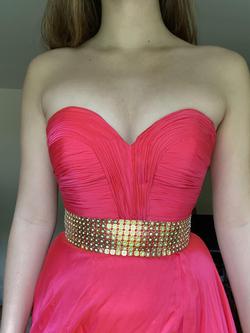 Ashley Lauren Pink Size 4 Belt Floor Length Silk Straight Dress on Queenly