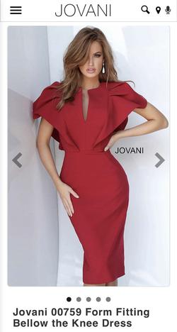 Jovani Red Size 4 Cap Sleeve Burgundy Black Tie V Neck Cocktail Dress on Queenly