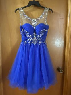 Alyce Paris Royal Blue Size 2 Cut Out Sheer Cocktail Dress on Queenly