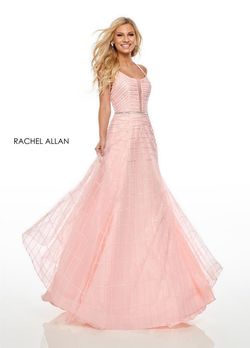 Style 7082 Rachel Allan Pink Size 2 Jewelled Prom Coral Halter A-line Dress on Queenly