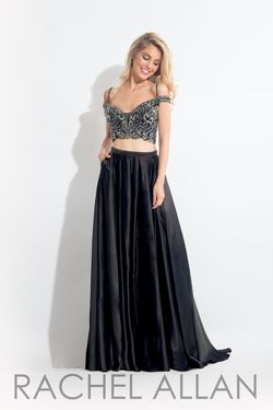 Style 6020 Rachel Allan Black Size 4 Prom A-line Dress on Queenly