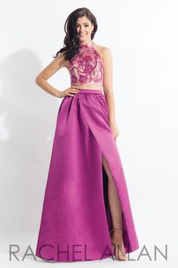 Style 6014 Rachel Allan Green Size 6 Silk Satin Side slit Dress on Queenly