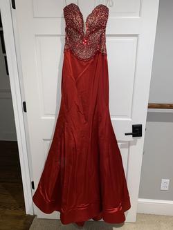 Sherri Hill Red Size 4 Black Tie Beaded Top Mermaid Dress on Queenly
