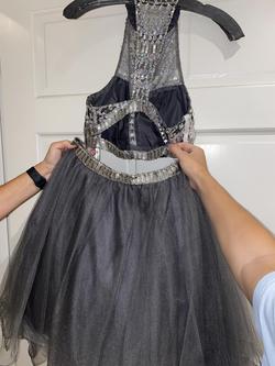 Rachel Allan Silver Size 4 Prom Cocktail Dress on Queenly