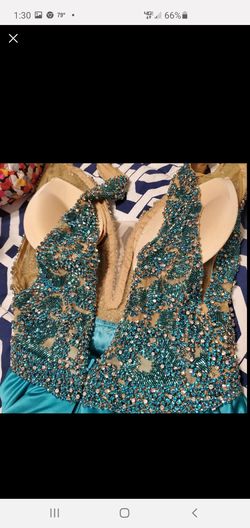 Sherri Hill Green Size 0 Prom Beaded Top Train Dress on Queenly