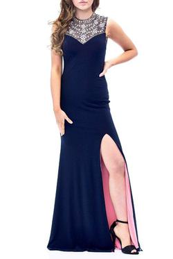 Betsy & Adam Blue Size 0 Tall Height Side slit Dress on Queenly