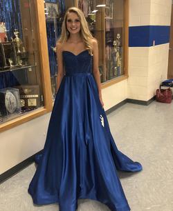 Style 52055 Sherri Hill Royal Blue Size 4 A-line Dress on Queenly