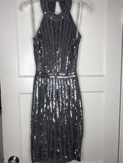 Jovani Silver Size 0 Bodycon Cocktail Dress on Queenly