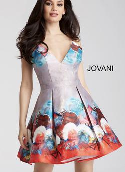 Jovani Multicolor Size 6 Pattern Midi Homecoming Cocktail Dress on Queenly